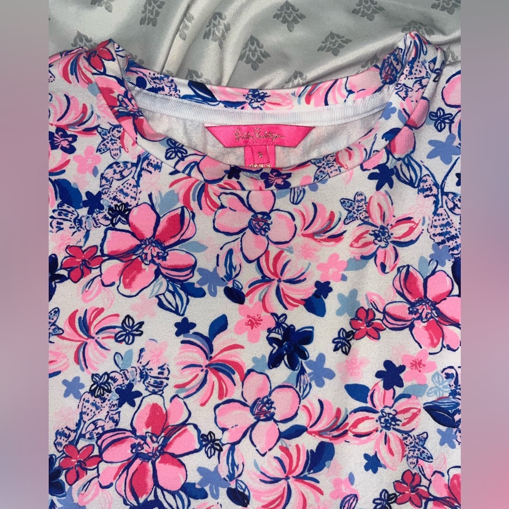 Lilly Pulitzer Pink Blue Floral Crewneck Top